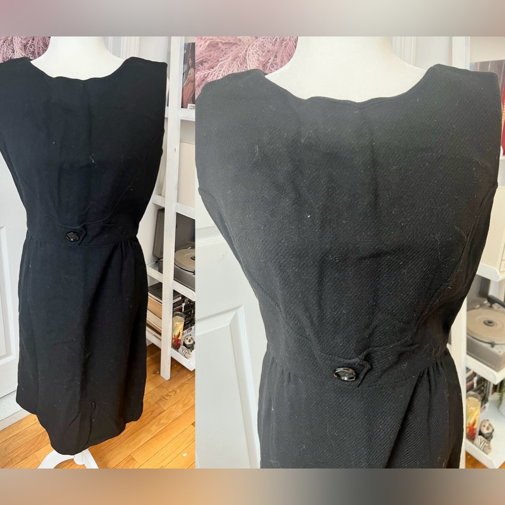 Black shift dress with metal zip